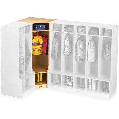 Jonti-Craft Corner Step Coat Locker - 50.5" Height x 24" Width x 17.5" Depth - Sturdy, Light Duty, Heavy Duty - Baltic - Baltic Birch Plywood - 1 Each