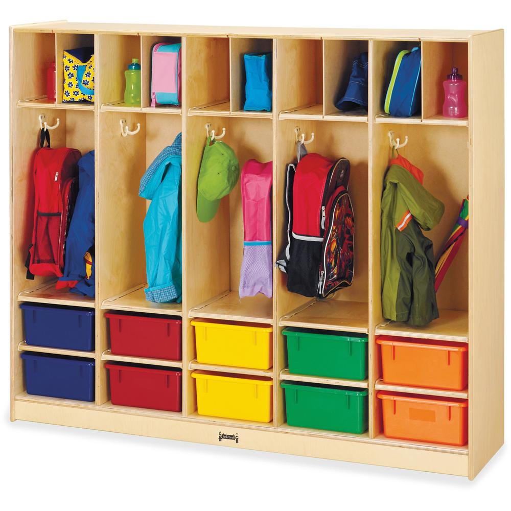 Jonti-Craft Rainbow Accents Large Locker Organizer - 4 Tier(s) - 50.5" Height x 60" Width x 15" Depth - Double Hook, Rounded Corner, Durable, Stain Resistant, Yellowing Resistant - UV Acrylic - Baltic