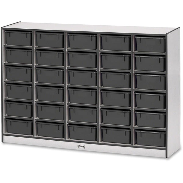 Jonti-Craft Rainbow Accents Mobile Tub Bin Storage - 30 Compartment(s) - 42" Height x 60" Width x 15" Depth - Durable, Laminated - Black - Hard Rubber - 1 Each