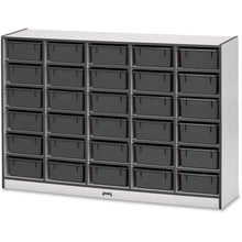 Jonti-Craft Rainbow Accents Mobile Tub Bin Storage - 30 Compartment(s) - 42" Height x 60" Width x 15" Depth - Durable, Laminated - Black - Hard Rubber - 1 Each