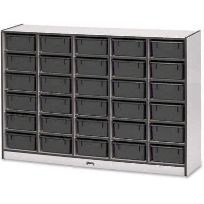 Jonti-Craft Rainbow Accents Mobile Tub Bin Storage - 30 Compartment(s) - 42" Height x 60" Width x 15" Depth - Durable, Laminated - Black - Hard Rubber - 1 Each