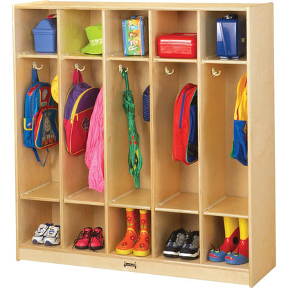 Jonti-Craft Rainbow Accents 5 Section Coat Locker - 5 Compartment(s), Brown Color