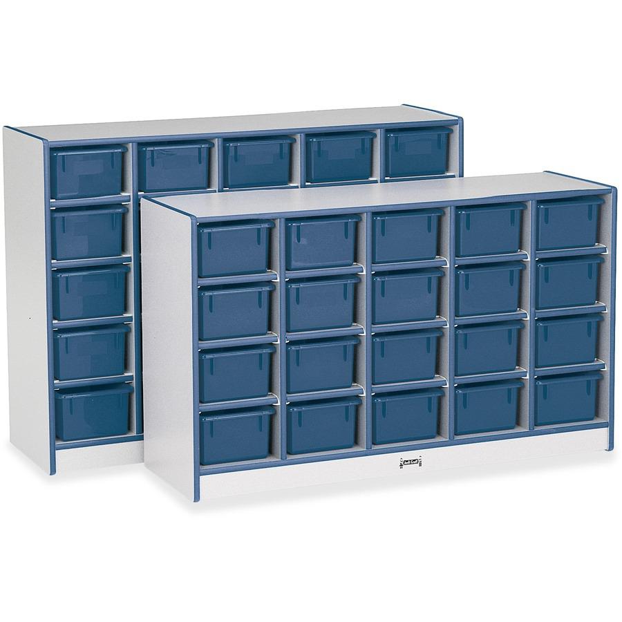 Jonti-Craft Rainbow Accents Toddler Single Storage - 20 Compartment(s) - 29.5" Height x 48" Width x 15" Depth - Laminated, Chip Resistant - Navy - Rubber - 1 Each