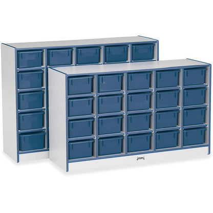 Jonti-Craft Rainbow Accents Toddler Single Storage - 20 Compartment(s) - 29.5" Height x 48" Width x 15" Depth - Laminated, Chip Resistant - Navy - Rubber - 1 Each