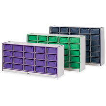 Jonti-Craft Rainbow Accents Mobile Tub Bin Storage - 30 Compartment(s) - 42" Height x 60" Width x 15" Depth - Durable, Laminated - Black - Hard Rubber - 1 Each