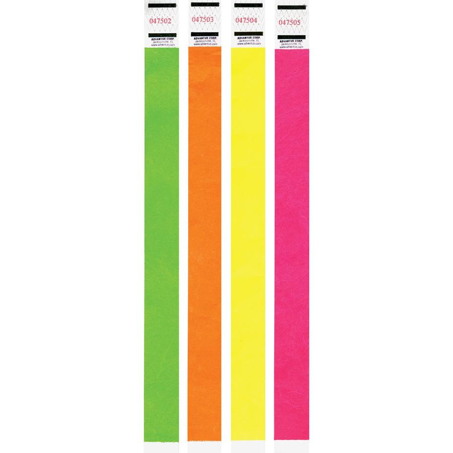 Advantus Neon Tyvek Wristbands - 500 / Pack - Neon Green - Tyvek