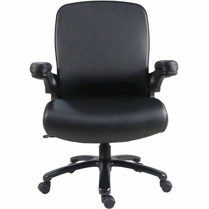 Lorell Big & Tall Flip Arm Chair - Black - Vinyl - Armrest