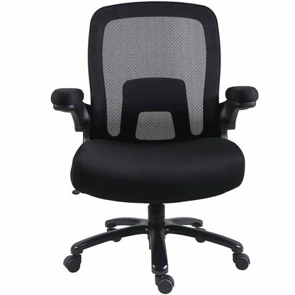 Lorell Big & Tall Flip Arm Chair - Mesh, Fabric - Armrest