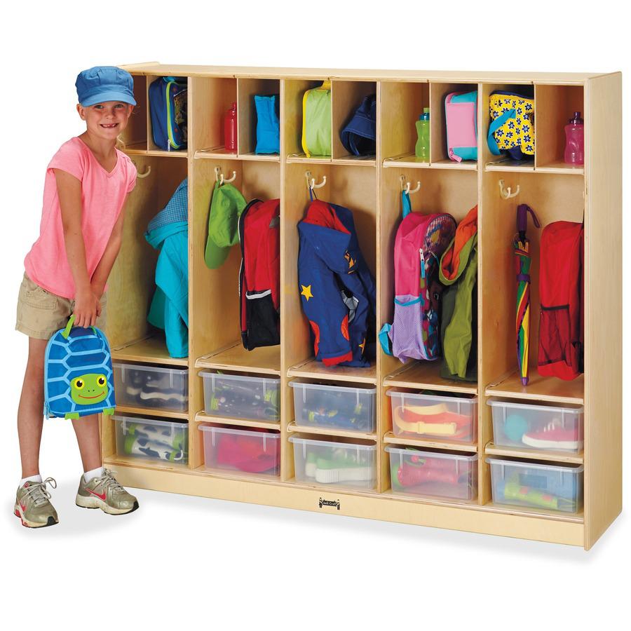 Jonti-Craft Rainbow Accents Large Locker Organizer without Tubs - 4 Tier(s) - 50.5" Height x 60" Width x 15" Depth - Double Hook, Rounded Corner, Durable, Stain Resistant, Yellowing Resistant - UV Acr