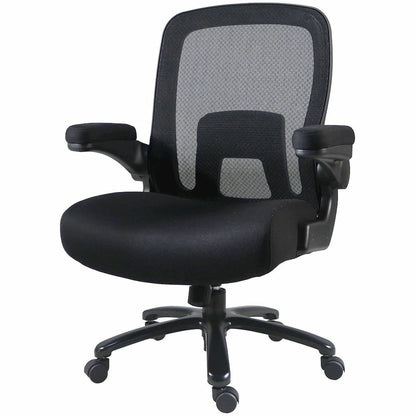 Lorell Big & Tall Flip Arm Chair - Mesh, Fabric - Armrest