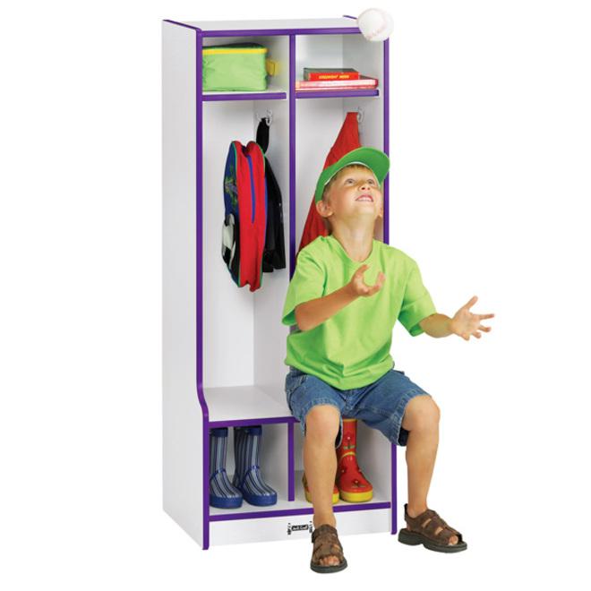 Jonti-Craft Rainbow Accents Double Coat Hooks Step Locker - 2 Compartment(s) - 50.5" Height x 20" Width x 17.5" Depth - Double Hook, Durable - Purple - 1 Each