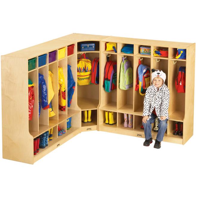 Jonti-Craft Corner Step Coat Locker - 50.5" Height x 24" Width x 17.5" Depth - Sturdy, Light Duty, Heavy Duty - Baltic - Baltic Birch Plywood - 1 Each