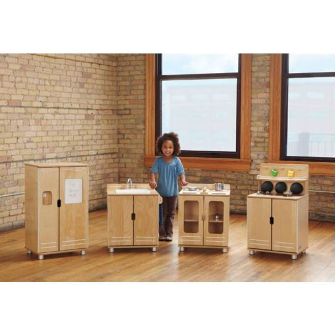 Jonti-Craft - TrueModern 4-Piece Play Kitchen Set - 1 Each - Baltic - Anodized Aluminum