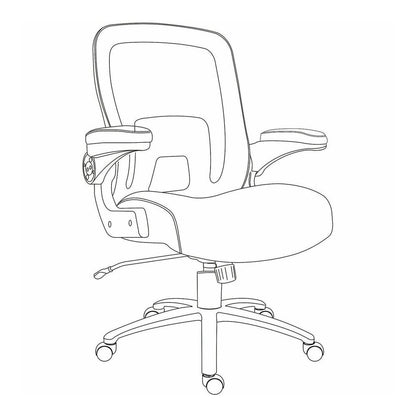 Lorell Big & Tall Flip Arm Chair - Black - Vinyl - Armrest