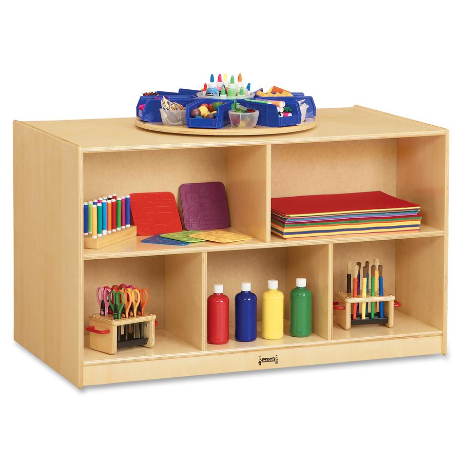 Jonti-Craft Doublee-Sided Island Mobile Storage Unit - 29.5" Height x 48" Width x 28.5" DepthFloor - Non-yellowing, Stain Resistant, Kick Plate, Sturdy - Wood Grain - Baltic Birch Plywood - 1 Each