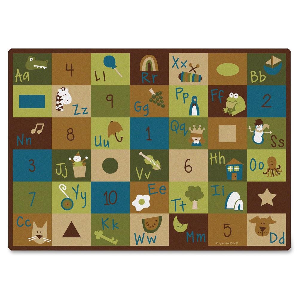 Carpets for Kids Learning Blocks Nature Design Rug - 11.67 ft Length x 100" Width - Rectangle - Learning Blocks Nature