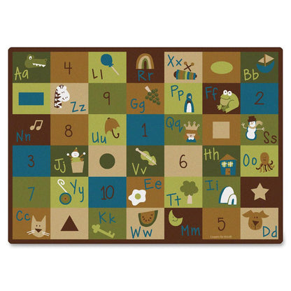 Carpets for Kids Learning Blocks Nature Design Rug - 11.67 ft Length x 100" Width - Rectangle - Learning Blocks Nature