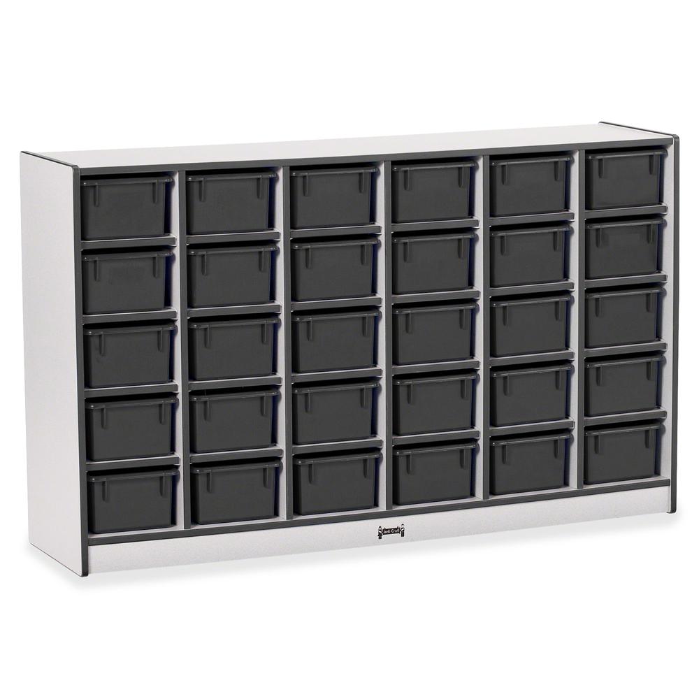 Jonti-Craft Rainbow Accents Cubbie-trays Storage Unit - 30 Compartment(s) - 35.5" Height x 57.5" Width x 15" Depth - Laminated, Chip Resistant - Black - Rubber - 1 Each
