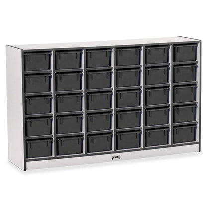 Jonti-Craft Rainbow Accents Cubbie-trays Storage Unit - 30 Compartment(s) - 35.5" Height x 57.5" Width x 15" Depth - Laminated, Chip Resistant - Black - Rubber - 1 Each