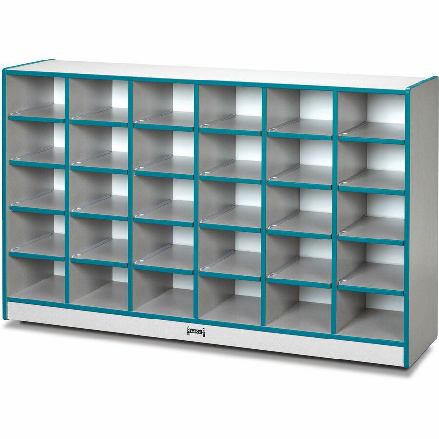 Jonti-Craft Rainbow Accents Toddler Single Storage - 30 Compartment(s), Teal Color