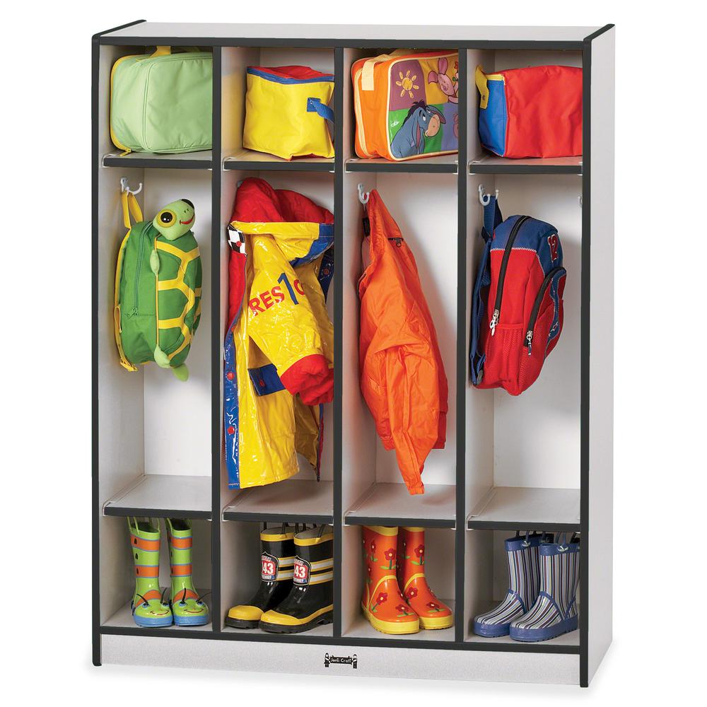 Jonti-Craft Rainbow Accents 4 Section Coat Locker - 4 Compartment(s), Black Color