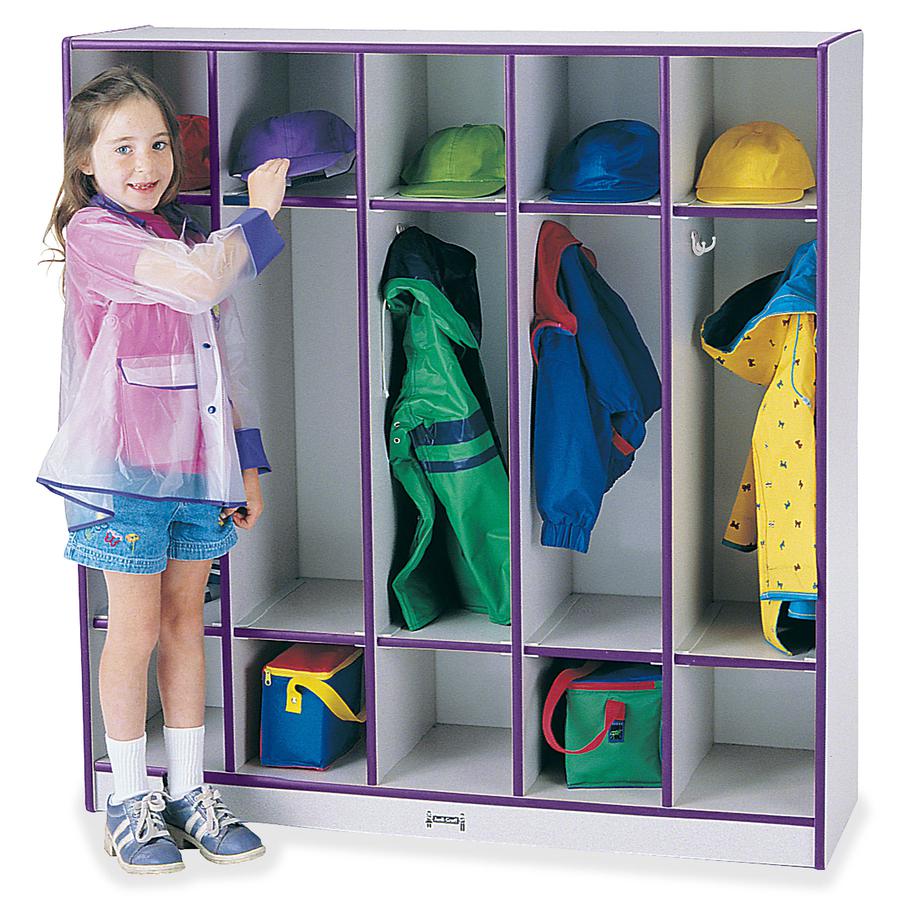 Jonti-Craft Rainbow Accents 5-section Coat Locker - 5 Compartment(s), Gray Color