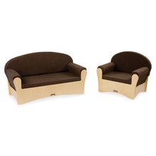 Jonti-Craft Komfy Sofa/Chair 2-piece Set - Rounded Edge - Material: Fabric, Foam, Acrylic - Finish: Baltic, Espresso - Comfortable, Durable, UV Resistant, Non-yellowing