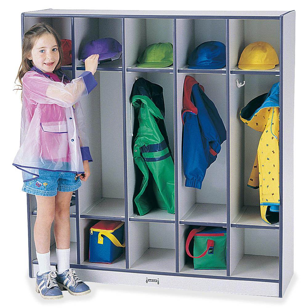 Jonti-Craft Rainbow Accents 5-section Coat Locker - 5 Compartment(s), Black Color