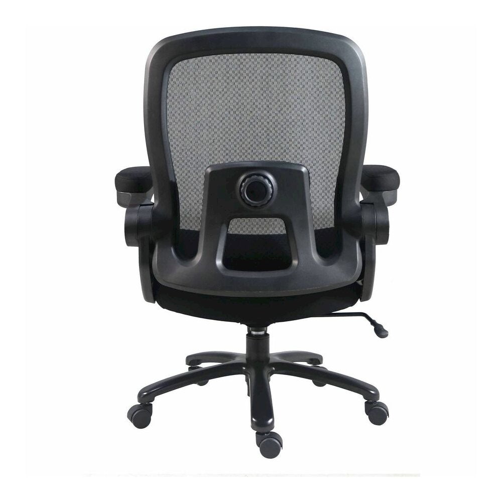 Lorell Big & Tall Flip Arm Chair - Mesh, Fabric - Armrest