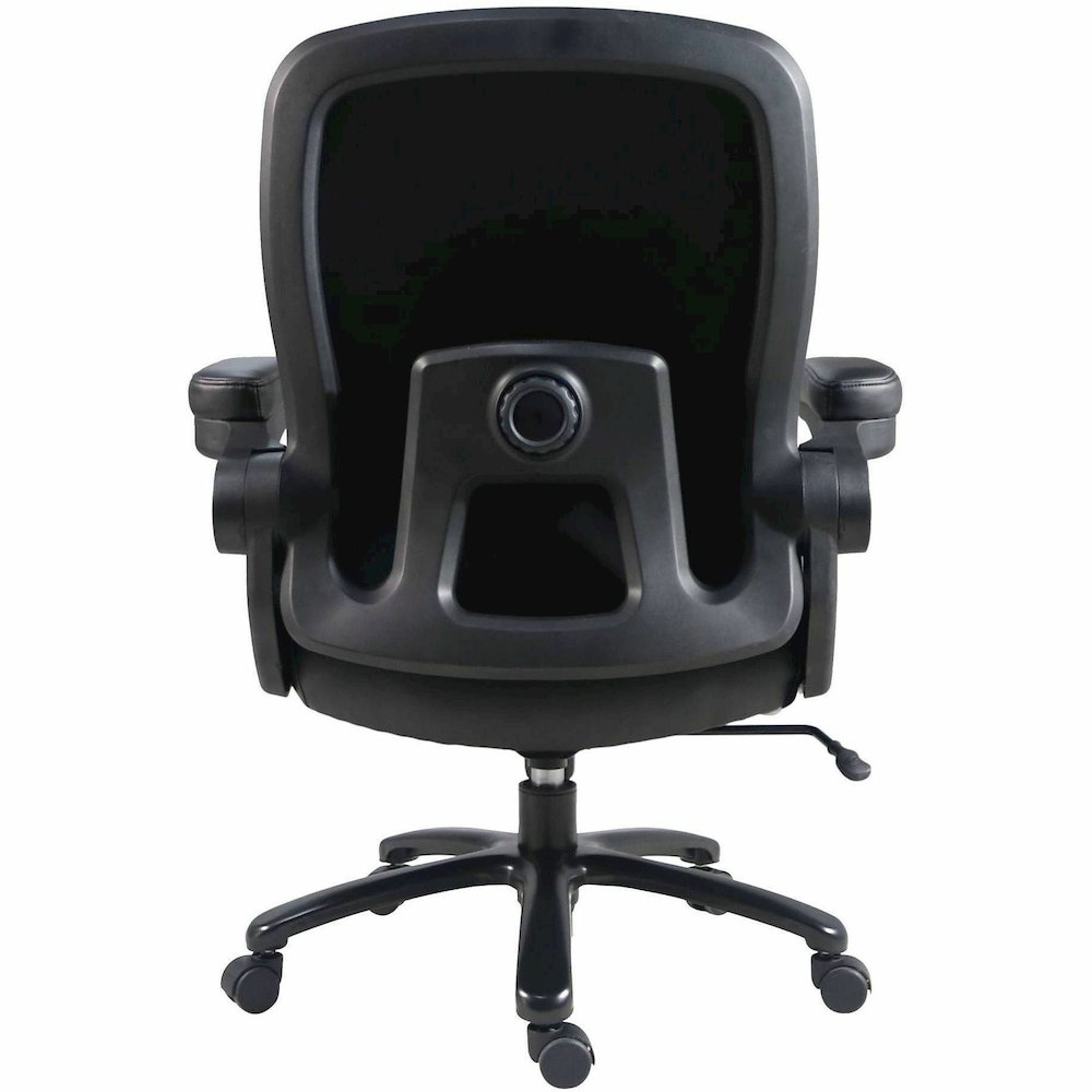 Lorell Big & Tall Flip Arm Chair - Black - Vinyl - Armrest
