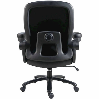 Lorell Big & Tall Flip Arm Chair - Black - Vinyl - Armrest