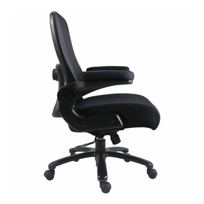 Lorell Big & Tall Flip Arm Chair - Mesh, Fabric - Armrest