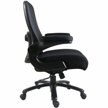 Lorell Big & Tall Flip Arm Chair - Mesh, Fabric - Armrest