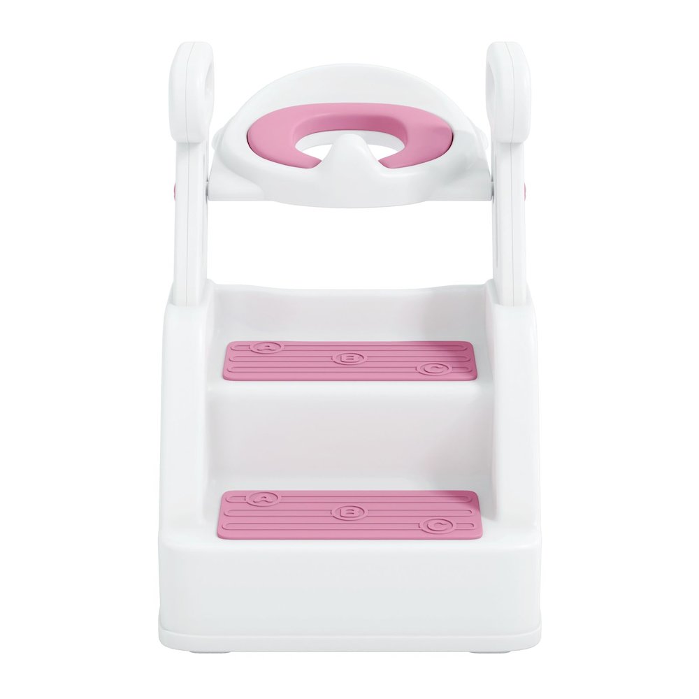 Toddler Potty Training Seat with Step Stool Ladder and Handles, Pink