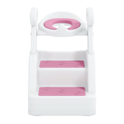 Toddler Potty Training Seat with Step Stool Ladder and Handles, Pink