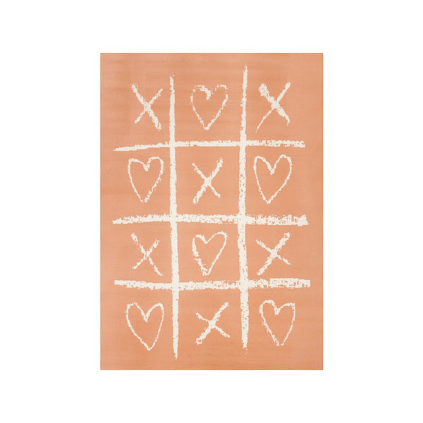 Functional Kids Pink Cream Playing Board Rug, 5'3" x 7'5"