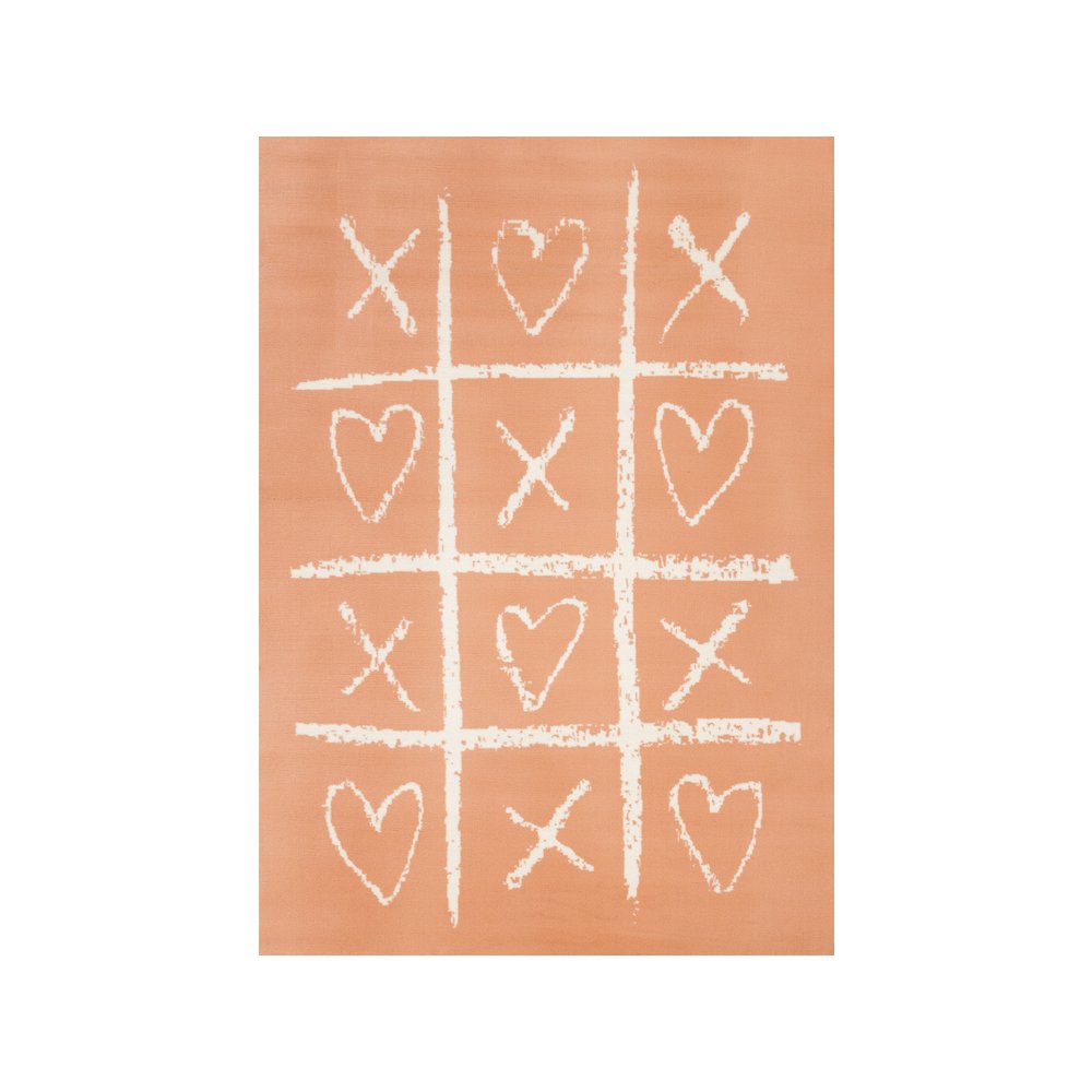 Functional Kids Pink Cream Playing Board Rug, 5'3" x 7'5"
