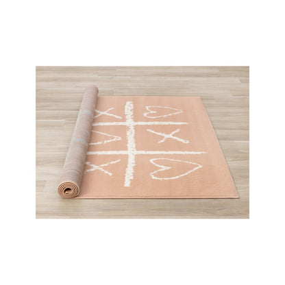 Functional Kids Pink Cream Playing Board Rug, 5'3" x 7'5"