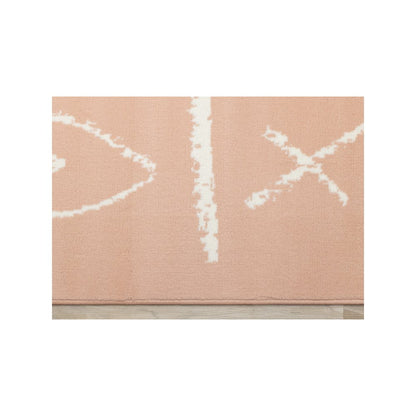Functional Kids Pink Cream Playing Board Rug, 5'3" x 7'5"