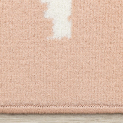 Functional Kids Pink Cream Playing Board Rug, 5'3" x 7'5"