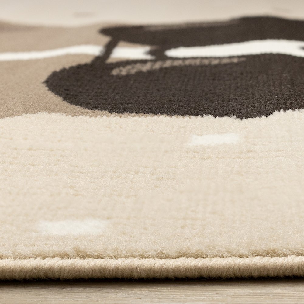 Functional Kids Beige Brown Swaggy Dog Area Rug, 5'3" x 7'5"