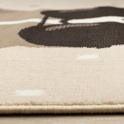 Functional Kids Beige Brown Swaggy Dog Area Rug, 5'3" x 7'5"