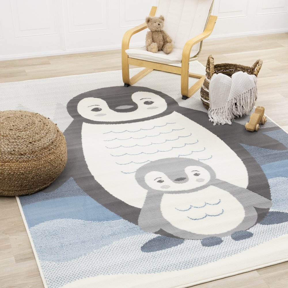 Functional Kids Baby Penguin Area Rug, 5'3" x 7'5"