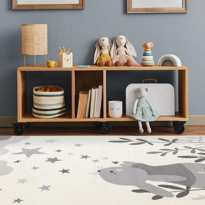 Functional Kids Grey White Bunny Rug, 5'3" x 7'5"