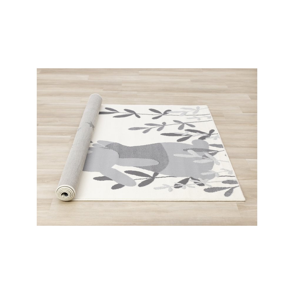 Functional Kids Grey White Bunny Rug, 5'3" x 7'5"