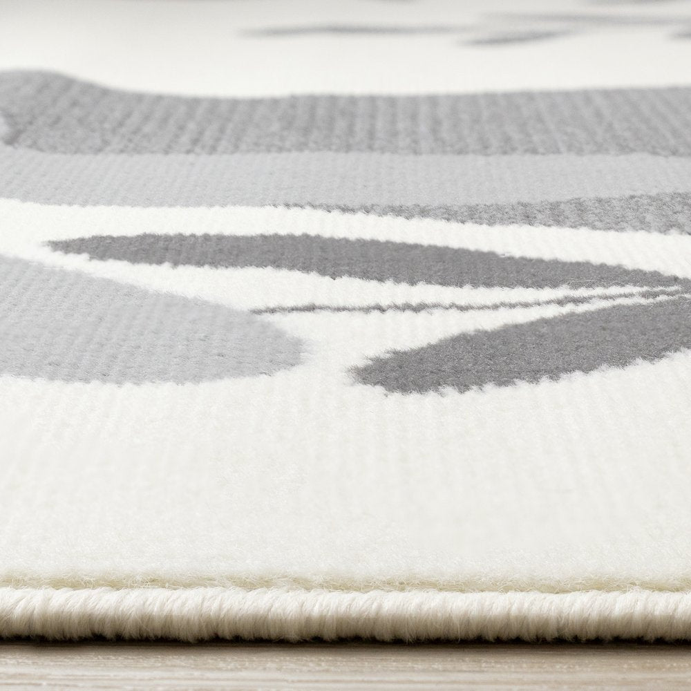 Functional Kids Grey White Bunny Rug, 5'3" x 7'5"
