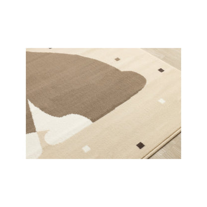 Functional Kids Beige Brown Swaggy Dog Area Rug, 3'11" x 5'7"