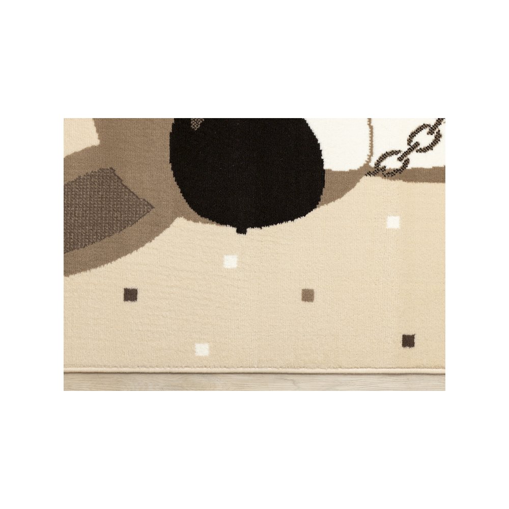 Functional Kids Beige Brown Swaggy Dog Area Rug, 3'11" x 5'7"