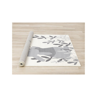 Functional Kids Grey White Bunny Rug, 3'11" x 5'7"