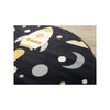 Kids Black White Yellow Rocketship Rug, 5'3" x 5'3" Round, 5'3" x 5'3"